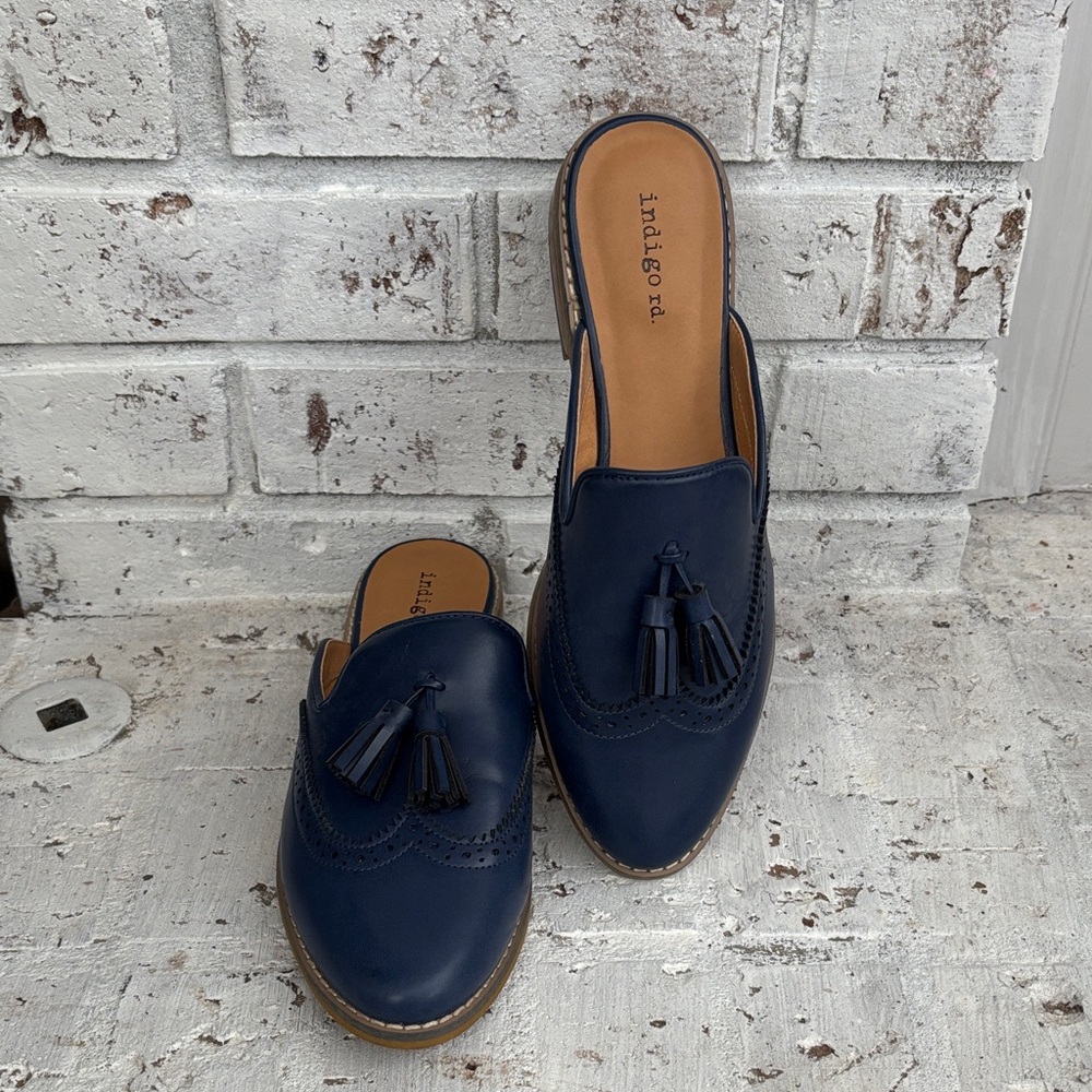 Indigo Navy Tassel Slip-On Loafers